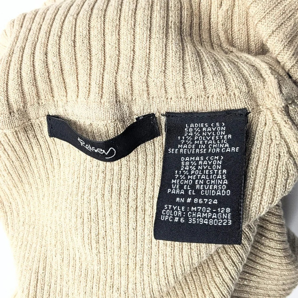 Women's Knit Metallic Gold Fitted Turtleneck Sweater - Picture 5 of 7